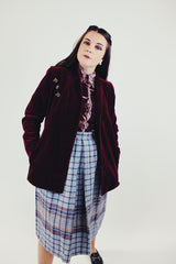 vintage maroon corduroy women's wrap jacket side