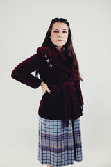 vintage maroon corduroy women's wrap jacket side