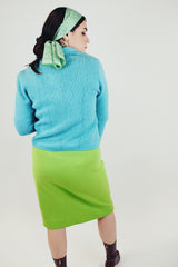 blue shetland wool cardigan with front pockets and silver button women's vintage