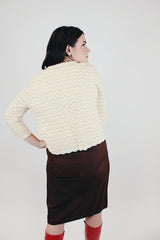 white cashmere sleeveless top and matching open cardigan vintage women's