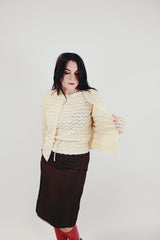 white cashmere sleeveless top and matching open cardigan vintage women's