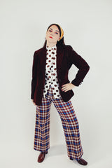 women's vintage maroon corduroy blazer with two button closure front