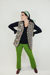 women's vintage printed tapestry vest no closure front