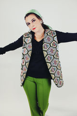 women's vintage printed tapestry vest no closure front