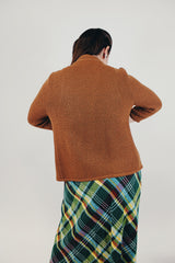 women's vintage 1950's knitted open cardigan with amber circle embellishments sewn on