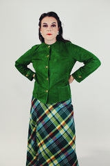 women's 1940's green suede jacket front