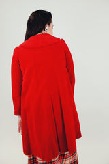 women's vintage 1960's red velvet coat peter pan collar