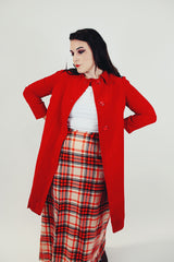 women's vintage 1960's red velvet coat peter pan collar
