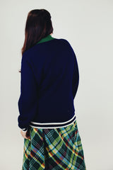 vintage women's pullover sweater jantzen nfl mock neck navy and green