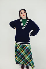 vintage women's pullover sweater jantzen nfl mock neck navy and green