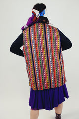 women's vintage multicolor print vest sleeveless