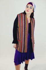 women's vintage multicolor print vest sleeveless