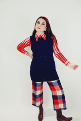 navy long sweater vest with matching belt women's vintage