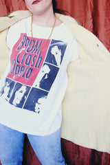 Men's or women's vintage 1950's Chumley Sport Shop, Charles F. Berg label long sleeve army green velvet PVC coat with cream shearling liner