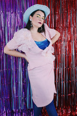 Women's vintage 1980's Justin David, New York, Made in USA label two piece matching pink set.