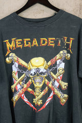 Men's or women's vintage 1991 The Brockum Group, Made in USA label black short sleeve Megadeth band tee with multicolored graphic on front and back.