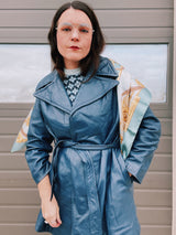 Blue Leather Wrap Jacket