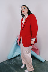 Women's or men's vintage 1970's Brookford Exclusive for Peoples label long sleeve red blazer with gold buttons