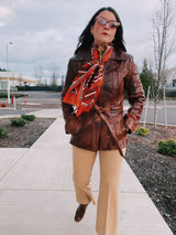 Brown Leather Patchwork Jacket