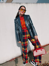 long sleeve navy leather two button closure blazer vintage 1970's