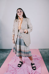 long sleeve tan plaid blazer men's vintage 1970's