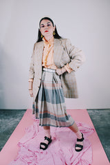 long sleeve tan plaid blazer men's vintage 1970's