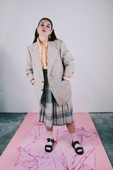 long sleeve tan plaid blazer men's vintage 1970's