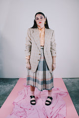 long sleeve tan plaid blazer men's vintage 1970's