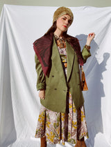 square plum colored polyester scarf with black abstract print vintage made in Italy