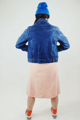 long sleeve dark wash levi's denim jacket with orange tab label vintage