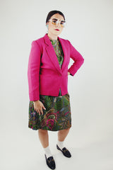 long sleeve pink wool blazer pendleton 1980's