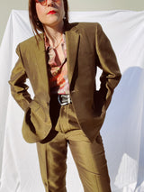 bronze shiny suit with blazer and pants men's vintage 1970's