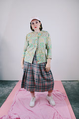 long sleeve pastel colored printed cardigan wool vintage women's