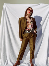 bronze shiny suit with blazer and pants men's vintage 1970's