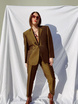 bronze shiny suit with blazer and pants men's vintage 1970's