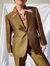 bronze shiny suit with blazer and pants men's vintage 1970's