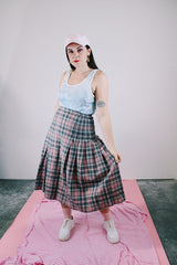 grey and pink plaid wool pendleton skirt vintage
