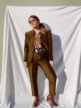 bronze shiny suit with blazer and pants men's vintage 1970's