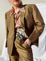 bronze shiny suit with blazer and pants men's vintage 1970's