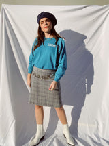 long sleeve blue pullover sweatshirt vintage 1970's