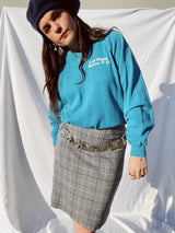 long sleeve blue pullover sweatshirt vintage 1970's