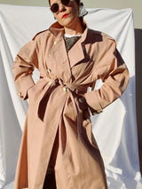 long sleeve blush pink long length women's vintage 1980's trench coat