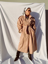 long sleeve blush pink long length women's vintage 1980's trench coat