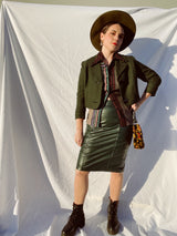 3/4 arm length cropped two button closure green jacket vintage 1950's