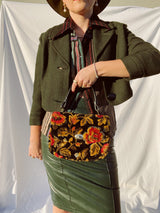 floral tapestry print purse vintage 1970's