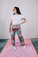 high waist ankle length patchwork pants vintage 1960's women's