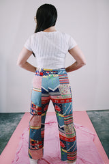 high waist ankle length patchwork pants vintage 1960's women's