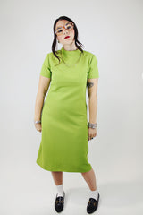 pea green matching dress and jacket set polyester vintage 1960's