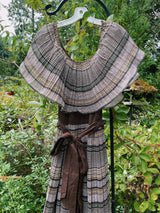 off the shoulder striped maxi dress with tie belt vintage 1970's