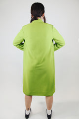 pea green matching dress and jacket set polyester vintage 1960's